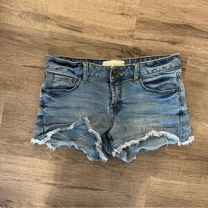 Cafe Denim Blue Distressed Shorts 7/8 EUC